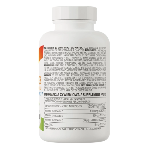 VITAMIN D3+K2+C+Zn 60caps